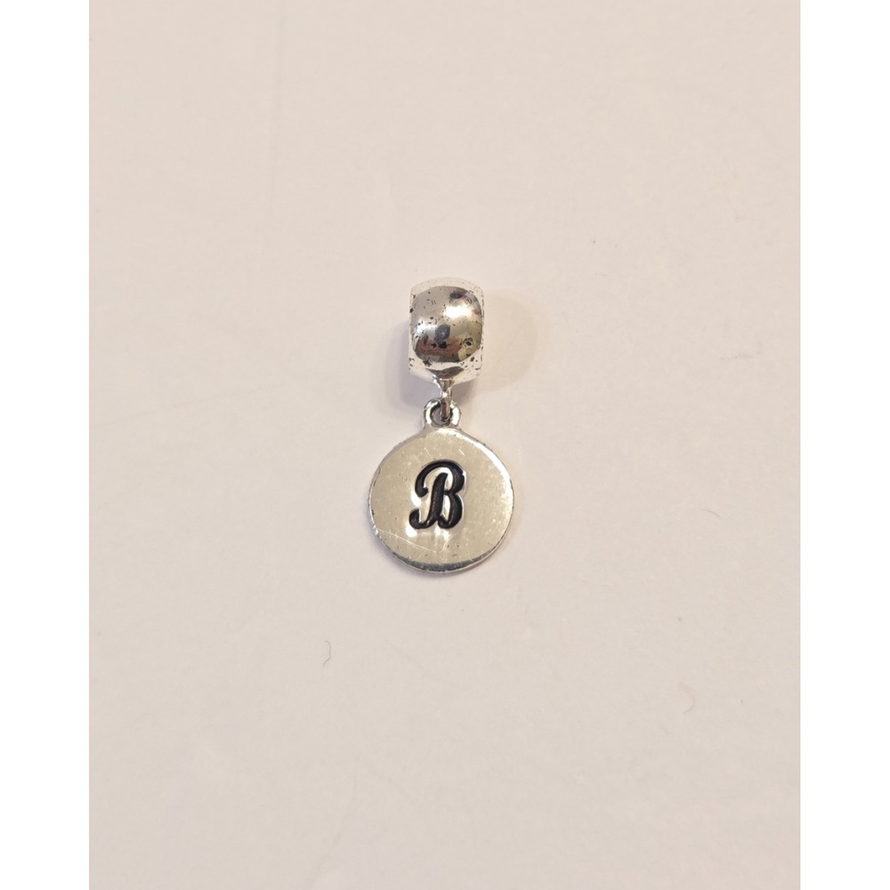 IBB Sterling Silver B Initial Dangle Tag Charm Slide Charm